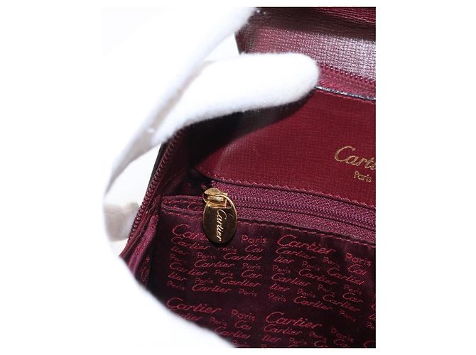 Cartier Mochila de cuero Burdeos Oro Auth BA7824 Dorado - vista 23