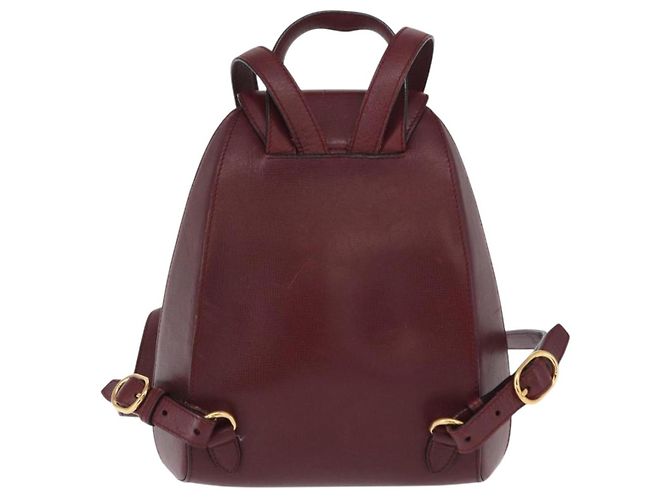 Cartier Mochila de cuero Burdeos Oro Auth BA7824 Dorado - vista 3