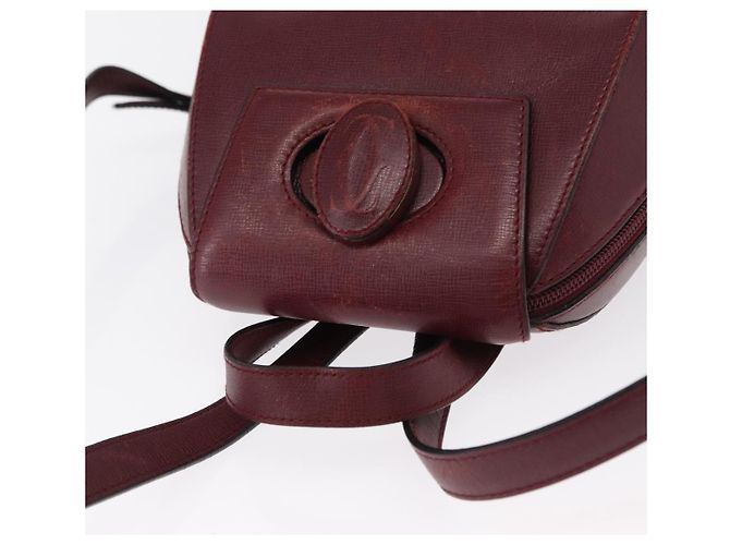 Cartier Mochila de cuero Burdeos Oro Auth BA7824 Dorado - vista 6
