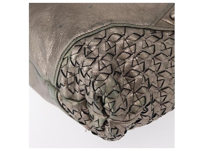Borsa a mano in pelle Gancini Salvatore Ferragamo Argento Auth 153866 - vista 12