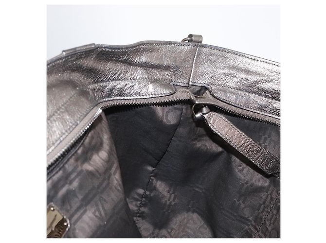 Borsa a mano in pelle Gancini Salvatore Ferragamo Argento Auth 153866 - vista 18