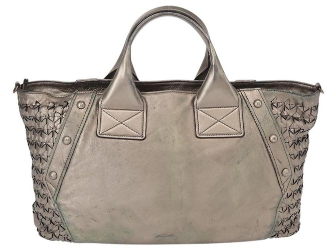 Borsa a mano in pelle Gancini Salvatore Ferragamo Argento Auth 153866 - vista 3