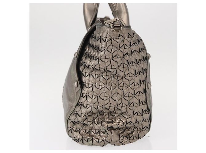 Borsa a mano in pelle Gancini Salvatore Ferragamo Argento Auth 153866 - vista 4