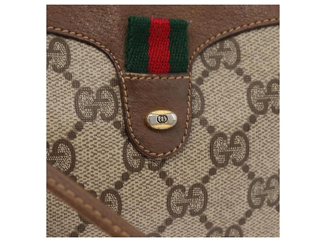 Borsa Sherry Line GG Supreme Web di GUCCI in PVC beige e oro 89 02 066 Auth 154335 D'oro - vista 15