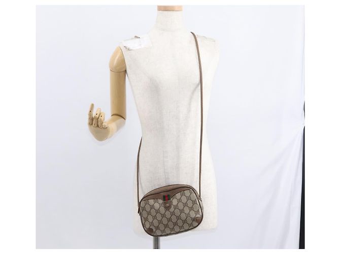 Borsa Sherry Line GG Supreme Web di GUCCI in PVC beige e oro 89 02 066 Auth 154335 D'oro - vista 21