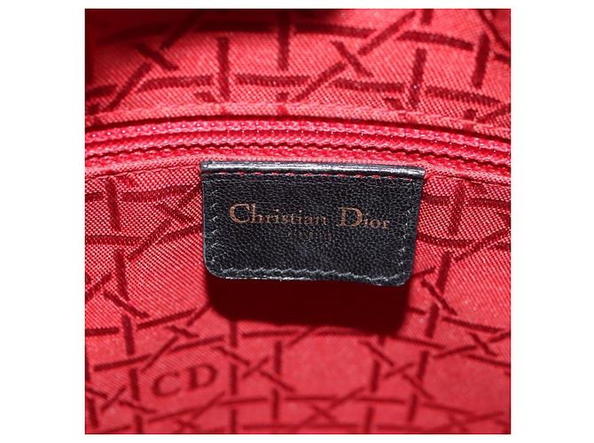 Borsa Lady Dior Canage Christian Dior in pelle di agnello 2 in 1 nera oro Auth 148689V Nero D'oro - vista 19