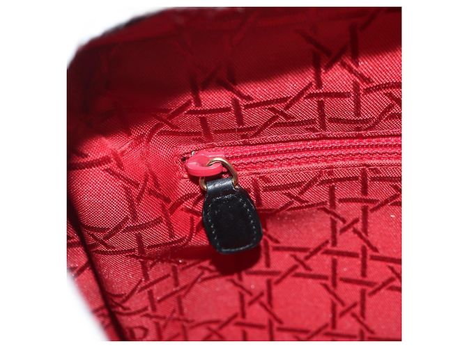 Borsa Lady Dior Canage Christian Dior in pelle di agnello 2 in 1 nera oro Auth 148689V Nero D'oro - vista 23