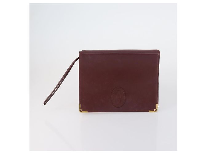 CARTIER Borsa Clutch Must Line in Pelle 2 Set Bordeaux Auth bs31275 Bordò - vista 2