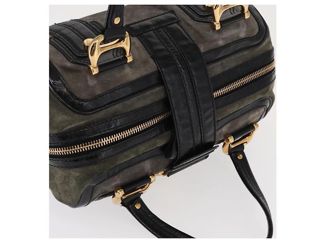 Borsa a mano Histeria GUCCI in suede nero e oro 186235 Auth 153859 D'oro - vista 6
