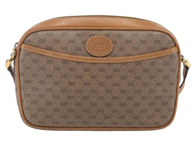 Gucci Borsa a Spalla Micro GG Supreme PVC Beige Oro 007 113 0095 Auth ka238 D'oro - vista 2