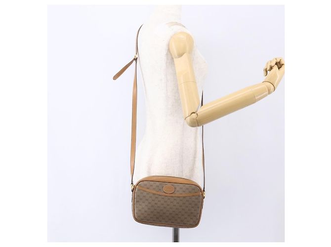 Gucci Borsa a Spalla Micro GG Supreme PVC Beige Oro 007 113 0095 Auth ka238 D'oro - vista 24
