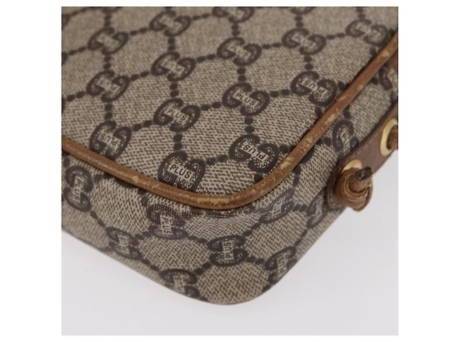 Borsa a Spalla GUCCI GG Plus Supreme PVC Beige Oro Auth BA8484 D'oro - vista 14