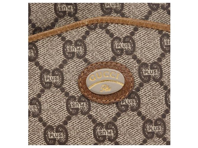 Borsa a Spalla GUCCI GG Plus Supreme PVC Beige Oro Auth BA8484 D'oro - vista 16