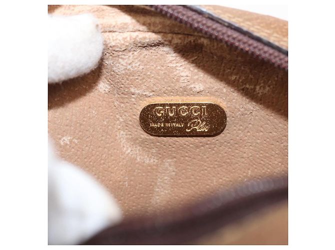 Borsa a Spalla GUCCI GG Plus Supreme PVC Beige Oro Auth BA8484 D'oro - vista 17