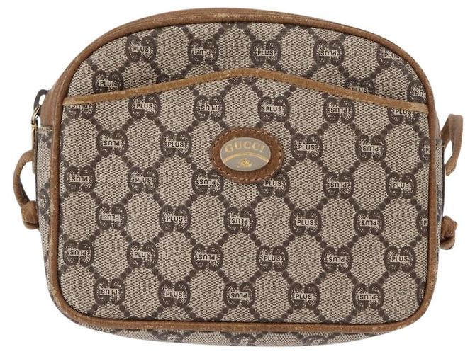 Borsa a Spalla GUCCI GG Plus Supreme PVC Beige Oro Auth BA8484 D'oro - vista 2