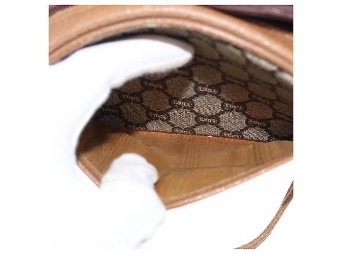 Borsa a Spalla GUCCI GG Plus Supreme PVC Beige Oro Auth BA8484 D'oro - vista 21