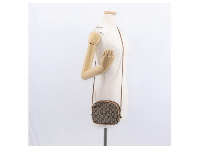 Borsa a Spalla GUCCI GG Plus Supreme PVC Beige Oro Auth BA8484 D'oro - vista 22