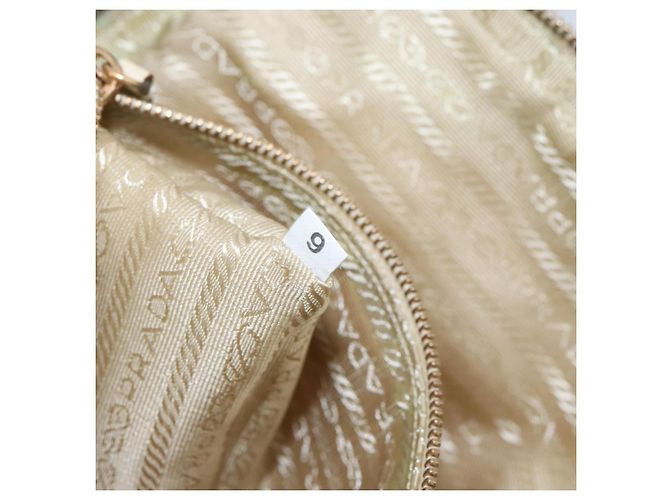PRADA Borsa a mano in nylon beige oro Auth ar13842 D'oro - vista 11