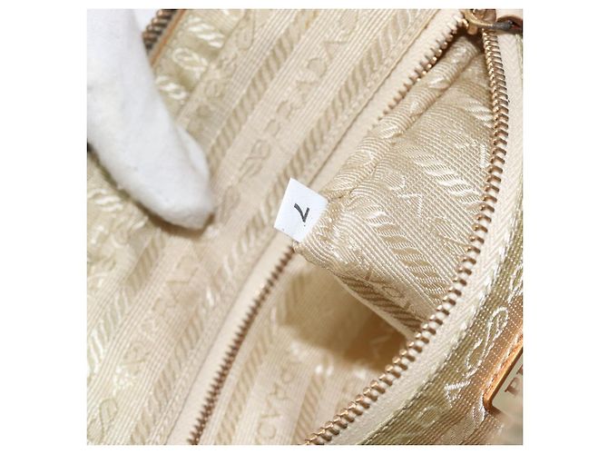 PRADA Borsa a mano in nylon beige oro Auth ar13842 D'oro - vista 12