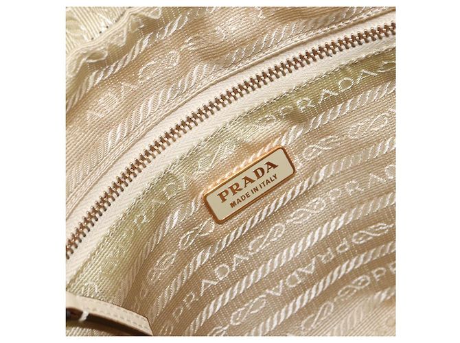 PRADA Borsa a mano in nylon beige oro Auth ar13842 D'oro - vista 19