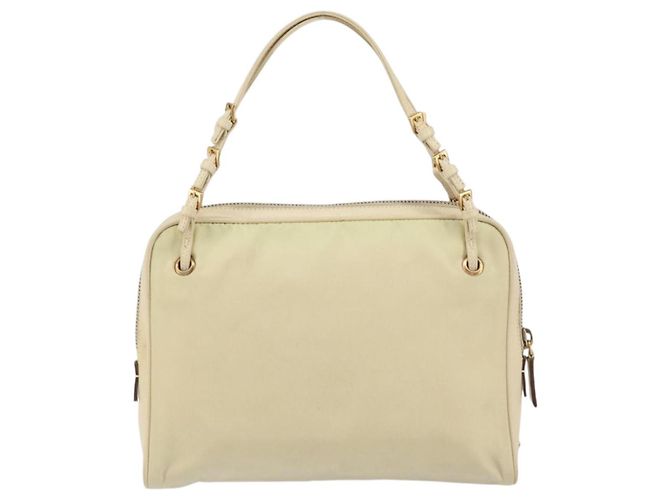 PRADA Borsa a mano in nylon beige oro Auth ar13842 D'oro - vista 2