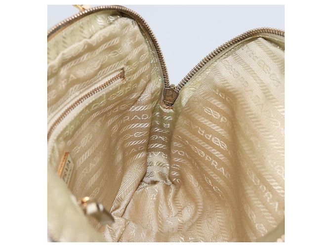 PRADA Borsa a mano in nylon beige oro Auth ar13842 D'oro - vista 20