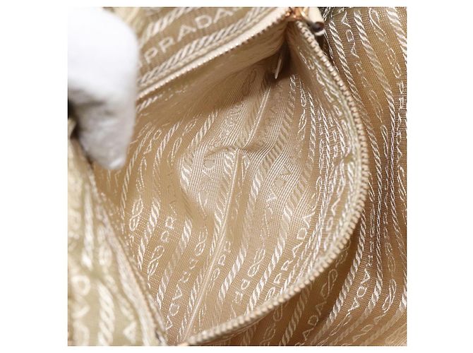 PRADA Borsa a mano in nylon beige oro Auth ar13842 D'oro - vista 23