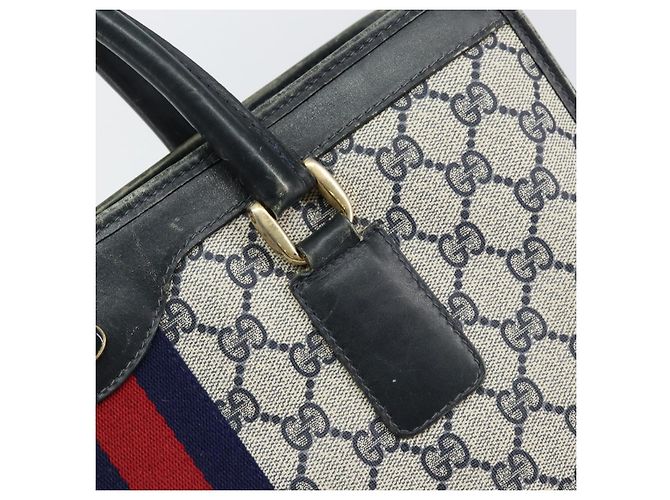 Borsa a mano Gucci GG Supreme Sherry Line PVC Navy Gold Auth 153814 D'oro Blu navy - vista 14
