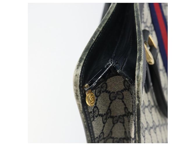 Borsa a mano Gucci GG Supreme Sherry Line PVC Navy Gold Auth 153814 D'oro Blu navy - vista 16