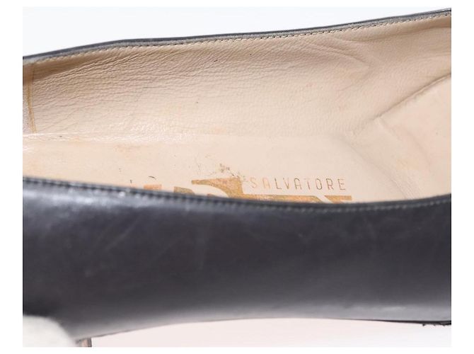 Salvatore Ferragamo Décolleté in Pelle Nera Oro Auth ti3478 Nero D'oro - vista 17