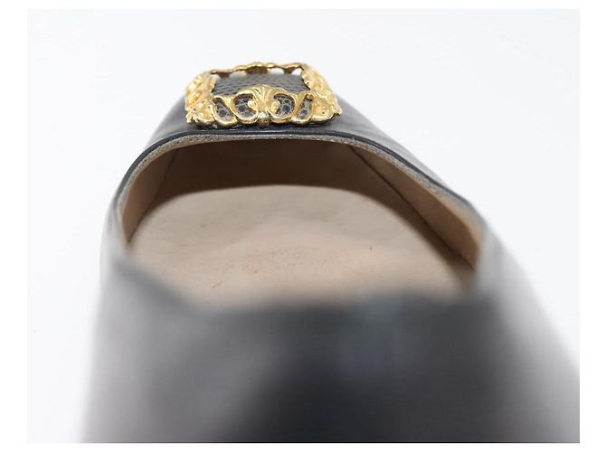 Salvatore Ferragamo Décolleté in Pelle Nera Oro Auth ti3478 Nero D'oro - vista 19
