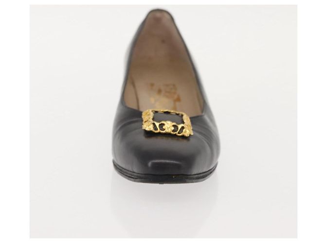 Salvatore Ferragamo Décolleté in Pelle Nera Oro Auth ti3478 Nero D'oro - vista 31