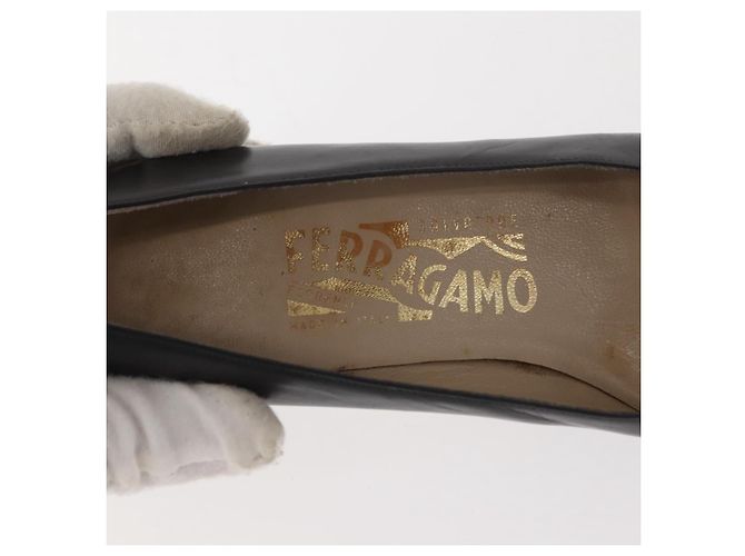 Salvatore Ferragamo Décolleté in Pelle Nera Oro Auth ti3478 Nero D'oro - vista 33