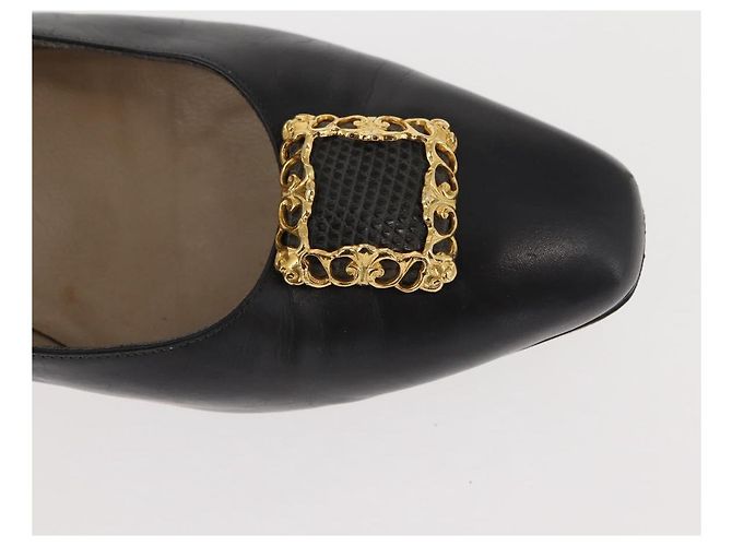 Salvatore Ferragamo Décolleté in Pelle Nera Oro Auth ti3478 Nero D'oro - vista 34