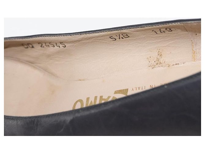 Salvatore Ferragamo Décolleté in Pelle Nera Oro Auth ti3478 Nero D'oro - vista 37
