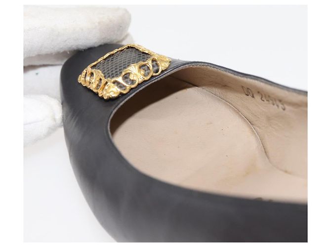 Salvatore Ferragamo Décolleté in Pelle Nera Oro Auth ti3478 Nero D'oro - vista 38