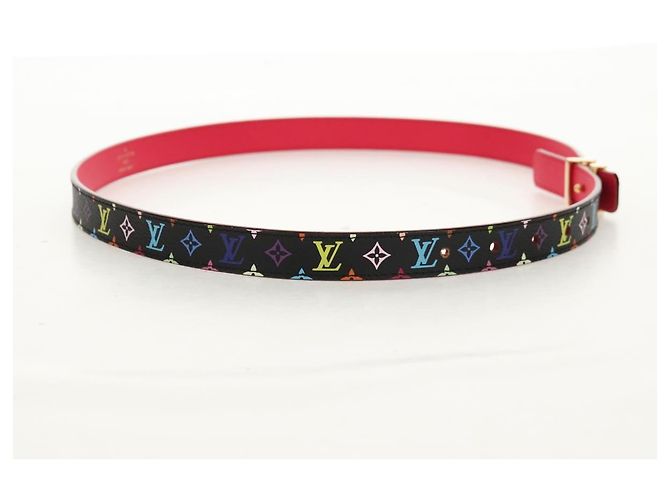LOUIS VUITTON Multicolor Gürtel LV Bedruckte Initialen M9631 LV Auth 154955V Schwarz - Ansicht 4