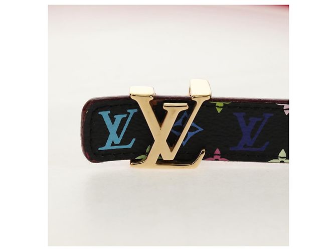LOUIS VUITTON Multicolor Gürtel LV Bedruckte Initialen M9631 LV Auth 154955V Schwarz - Ansicht 5