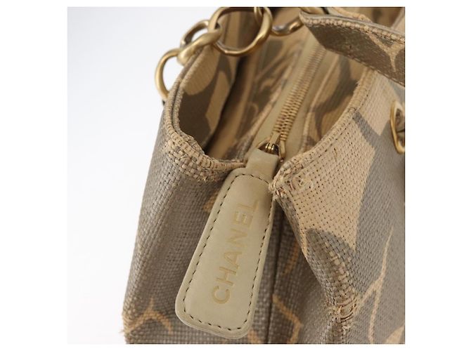CHANEL Camelia Tote Tasche Stroh Beige Gold CC Auth 157274 Golden - view 10