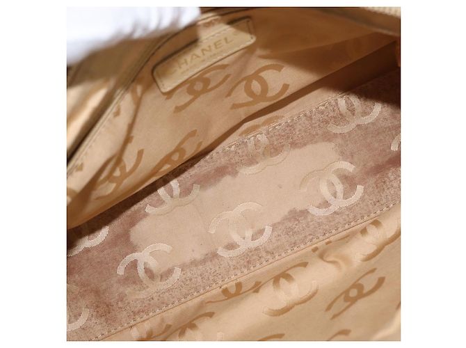 CHANEL Camelia Tote Tasche Stroh Beige Gold CC Auth 157274 Golden - view 11