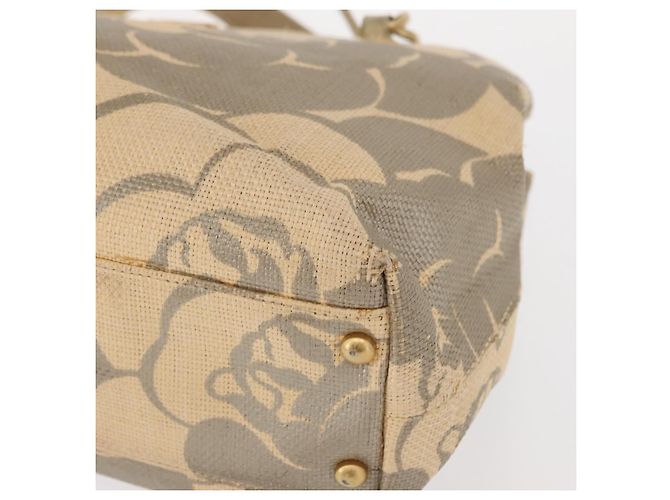 CHANEL Camelia Tote Tasche Stroh Beige Gold CC Auth 157274 Golden - view 14