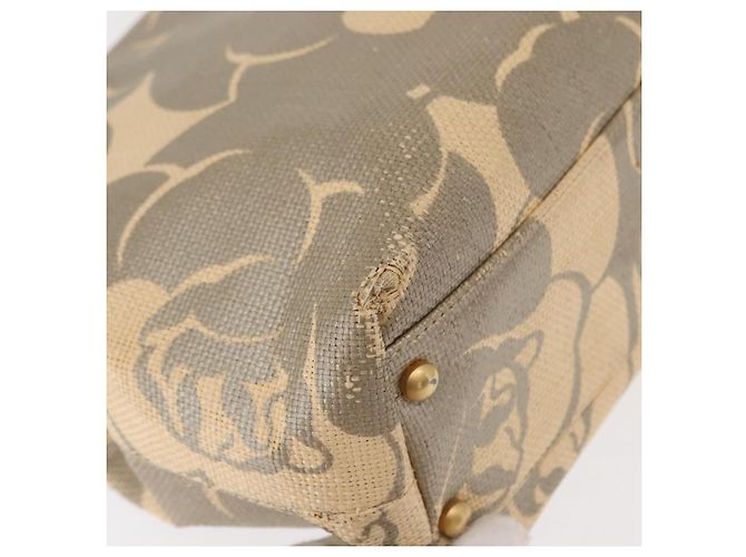 CHANEL Camelia Tote Tasche Stroh Beige Gold CC Auth 157274 Golden - view 15