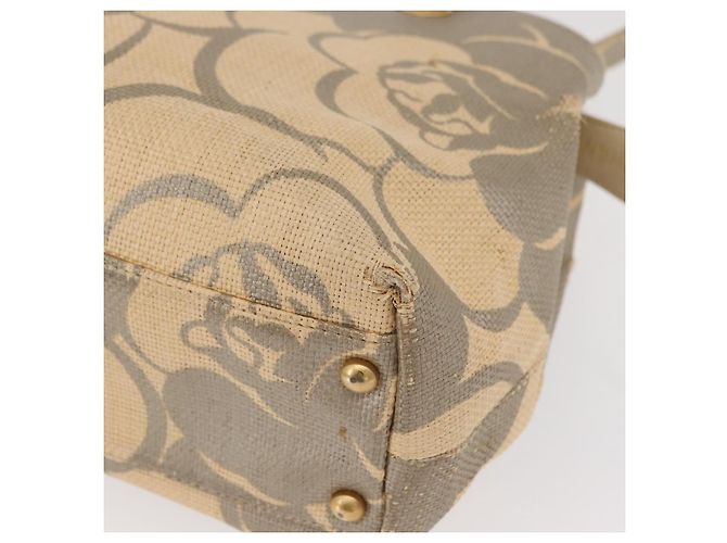 CHANEL Camelia Tote Tasche Stroh Beige Gold CC Auth 157274 Golden - view 16