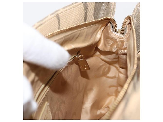 CHANEL Camelia Tote Tasche Stroh Beige Gold CC Auth 157274 Golden - view 21
