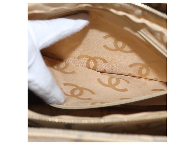 CHANEL Camelia Tote Tasche Stroh Beige Gold CC Auth 157274 Golden - view 22