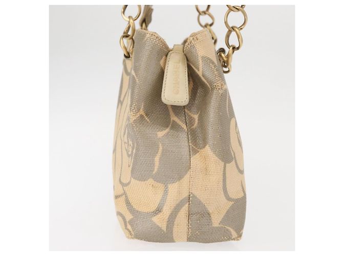 CHANEL Camelia Tote Tasche Stroh Beige Gold CC Auth 157274 Golden - view 4