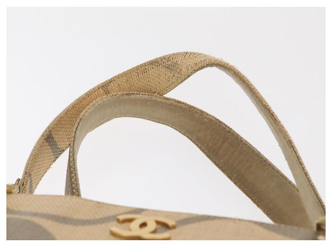 CHANEL Camelia Tote Tasche Stroh Beige Gold CC Auth 157274 Golden - view 8