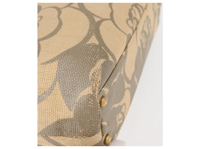 CHANEL Camelia Tote Tasche Stroh Beige Gold CC Auth 157274 Golden - view 9