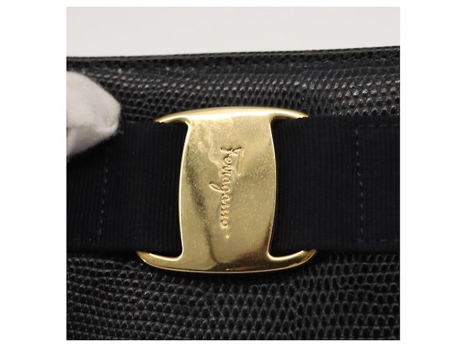 Borsa Tote Vala in pelle blu navy e oro Auth BA7322 di Salvatore Ferragamo D'oro - vista 10