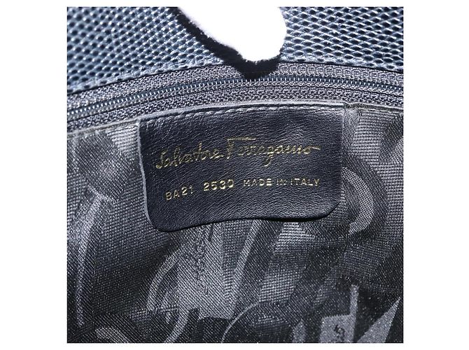 Borsa Tote Vala in pelle blu navy e oro Auth BA7322 di Salvatore Ferragamo D'oro - vista 12